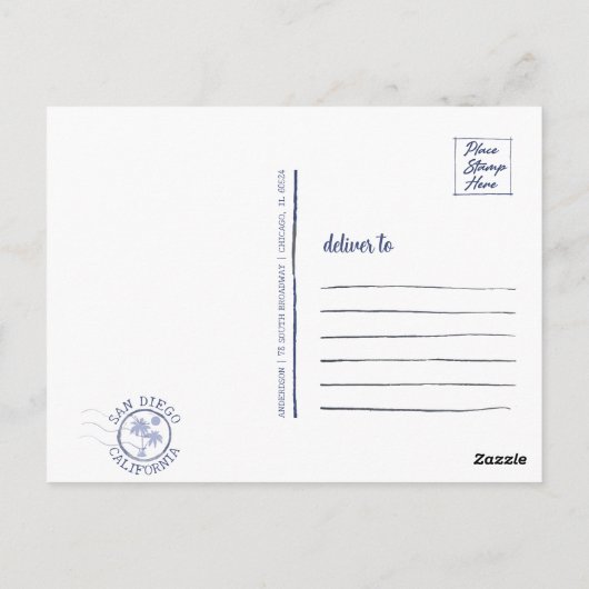 サンディエゴCa Water color Sunset 60sからの挨拶 ポストカード (裏面)