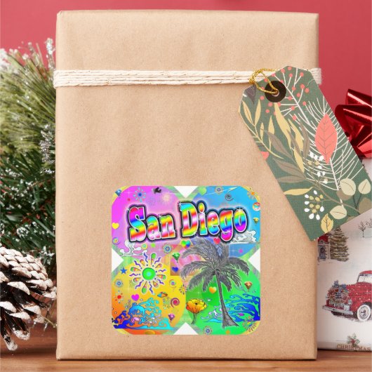 サンディエゴQuadroシーズンステッカー スクエアシール (クリスマス)