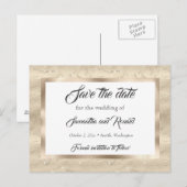 サンディエレガント金ゴールドホイルフェイクウェディング日付を保存 案内ポストカード (正面/裏面)