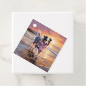 サンディオーストラリアシェパードドッグオンビーチサンセット フェイバータグ (インサイチュ)