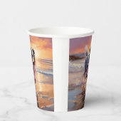 サンディオーストラリアシェパードドッグオンビーチサンセット 紙コップ