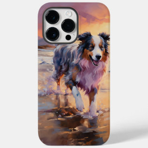 サンディオーストラリアシェパードドッグオンビーチサンセット Case-Mate iPhone 14 PRO MAXケース
