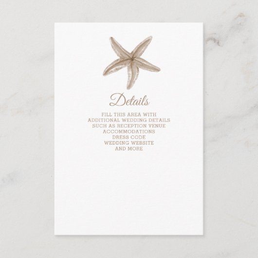 サンディスターフィッシュマリン海ビーチ結婚式 エンクロージャーカード (正面)