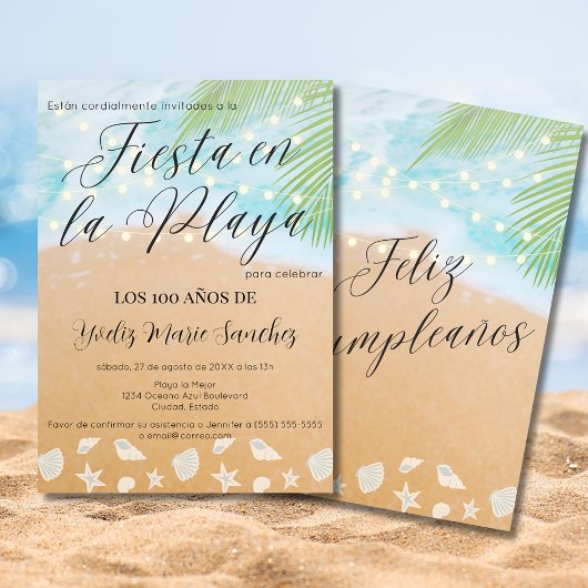 サンディスペインのビーチライツ100thバースデーパーティー 招待状