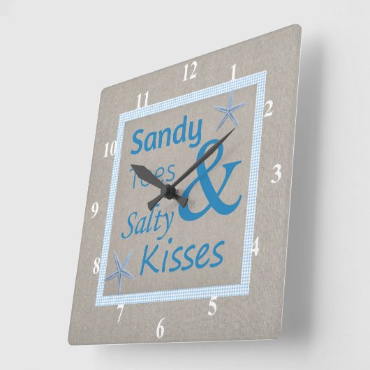 サンディトゥーアンドサルティキスビーチライフ引用文 スクエア壁時計 (傾斜)