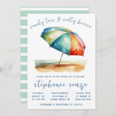 サンディトゥーズ&サルティキス、ビーチブライダルシャワー 招待状 (正面/裏面)