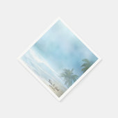 サンディパーソナライズされたビーチ結婚式ナプキンス スタンダードカクテルナプキン (角)