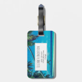 サンディビーチとトロピカルパームツリーズモノグラム ラゲッジタグ (裏面縦)