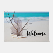 サンディビーチとホワイトシーシェルへようこそ ドアマット (正面)