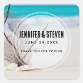 サンディビーチとホワイトシーシェル結婚ズ スクエアシール (正面)