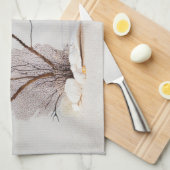 サンディビーチとホワイトシーシェル キッチンタオル (四つ折り)