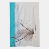 サンディビーチとホワイトシーシェル キッチンタオル (縦)