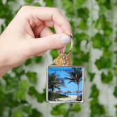 サンディビーチとヤシの木と海ビューキー キーホルダー (手)