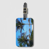 サンディビーチとヤシの木と海ビューラグ ラゲッジタグ (正面縦)