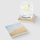 サンディビーチと泡立ちサーフ ストーンコースター (横)