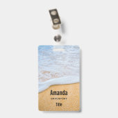 サンディビーチと泡立ちサーフ バッジ (クリップ付き裏面)