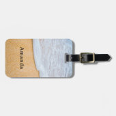 サンディビーチと泡立ちサーフ ラゲッジタグ (正面横)