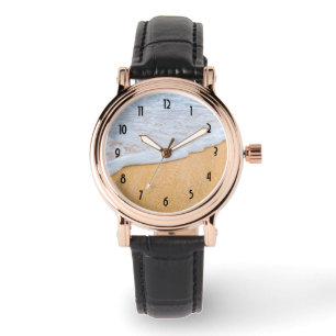 サンディビーチと泡立ちサーフ 腕時計