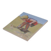 サンディビーチの少年のシェルを探す タイル (側面)