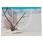 サンディビーチの貝殻の写真 ラージペーパーバッグ (正面)