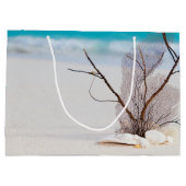 サンディビーチの貝殻の写真 ラージペーパーバッグ (裏面)