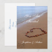 サンディビーチの赤い岩のハート 招待状 (正面/裏面)