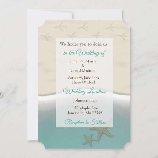 サンディビーチをテーマにしたフォトウェディングの招待 招待状 (正面)