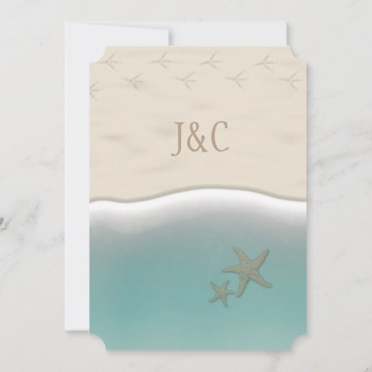 サンディビーチをテーマにしたフォトウェディングの招待 招待状 (裏面)