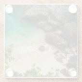 サンディビーチコーブアンドグリーンツリーズ、岩&海 ガラスコースター (裏面)