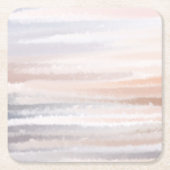 サンディビーチサマータン抽象芸術水彩 スクエアペーパーコースター (正面)