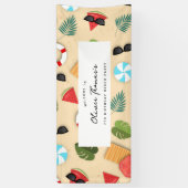 サンディビーチサマーバースデーパーティーウェルカムバナー 横断幕 (縦)