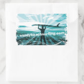 サンディビーチサーフィンロゴ 長方形シール (バッグ)