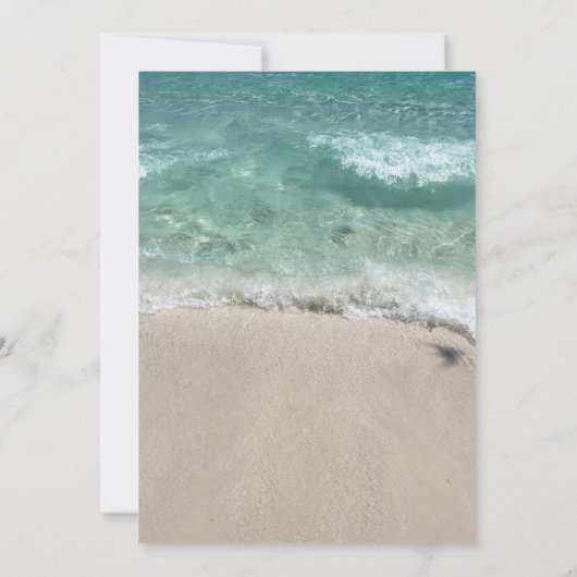 サンディビーチティール（緑がかった色）ターコイズシー海ウェー結婚ズ 招待状 (裏面)