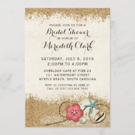 サンディビーチハイビスカス&シェルブライダルシャワー招待状 招待状