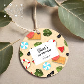 サンディビーチパターンサマーおもしろい誕生日パーティー フェイバータグ