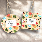 サンディビーチパターンサマーおもしろい誕生日パーティー フェイバータグ