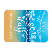 サンディビーチパーソナライズされたシーズザデイクルーズ マグネット (横)