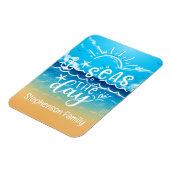 サンディビーチパーソナライズされたシーズザデイクルーズ マグネット (左側)