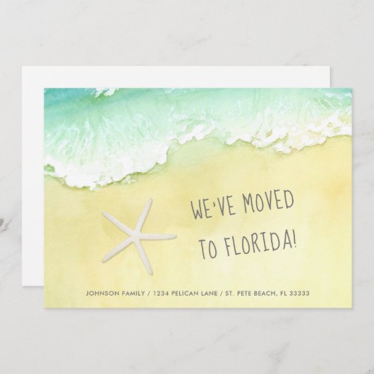 サンディビーチヒトデ我々フロリダニューホームに移動 案内状 (正面/裏面)