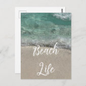 サンディビーチライフティール(緑がかった色)ブルートレンディーアート抽象芸術 ポストカード (正面/裏面)