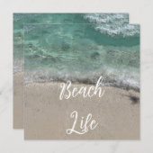 サンディビーチライフフロリダティール（緑がかった色）ブルーアート抽象芸術 シーズンカード (正面/裏面)