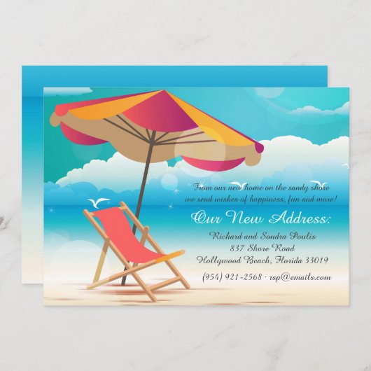 サンディビーチ引越しのお知らせ 案内状 (正面/裏面)