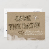 サンディビーチ日付結婚はがきを保存 案内ポストカード (正面/裏面)