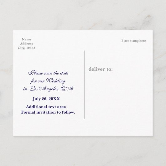 サンディビーチ日付結婚はがきを保存 案内ポストカード (裏面)