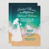 サンディビーチ海ウェーブブライダルシャワー招待 シーズンカード (正面/裏面)