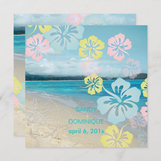 サンディビーチ/ハイビスカスの結婚式 招待状 (正面/裏面)