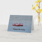 サンディビーチ&フリップフロップス誕生日の挨拶 カード (黄色い花)