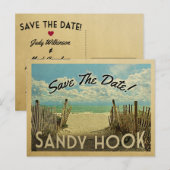 サンディフックセーブ日付ヴィンテージビーチ 航海の 案内ポストカード (正面/裏面)