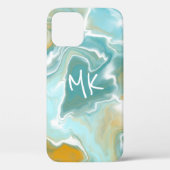 サンディブラウン海ブルーマーブルフロードアート Case-Mate iPhoneケース (裏面)