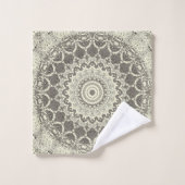 サンディベージュボホビーチマンダラパターン バスタオルセット (ウォッシュタオル)